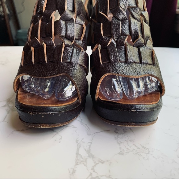 Chie Mihara Woven Suave Leather Slingback Sandals Open Toe Heels | Size 37.5 - Picture 4 of 14